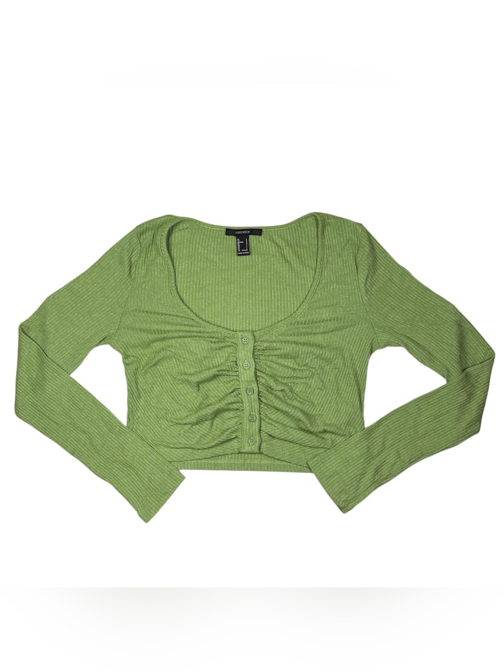 Green Ruched Crop Top